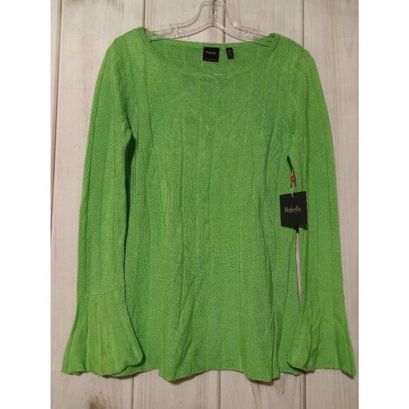 Rafaella Sweater Ladies Small Green‎ Bell Sleeve Round Neck Light Weight - Picture 1 of 7